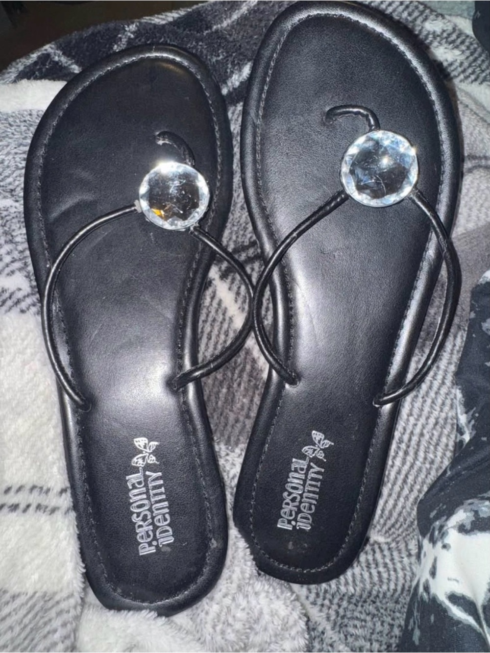 Personal Identity Black Gem-Accent Women's Sandals